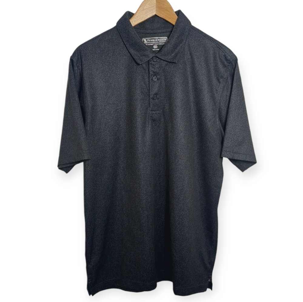 Pebble Beach Men's Size Large Polo Golf Dry Luxe Performance Black Shirt Top